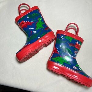 Lone Cone Dinosaur Adventure Kids Rain Boots - Red and Blue